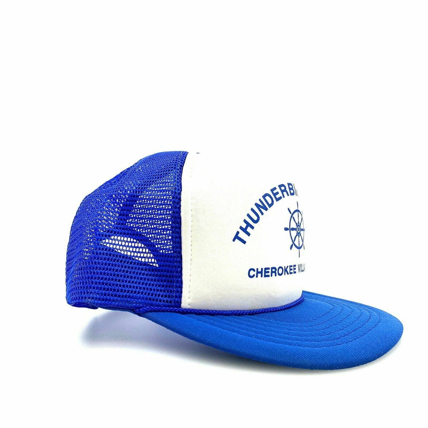 Vintage Headmost THUNDERBIRD MARINA Mesh SnapBack Trucker Hat, White / Blue - OSFA