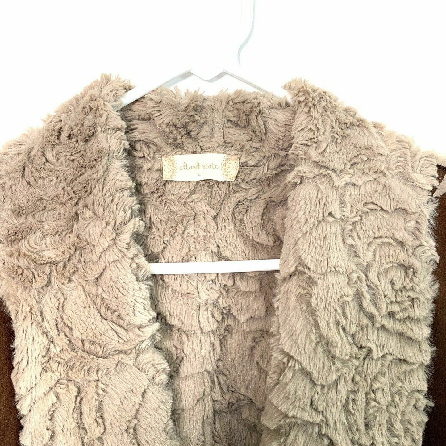 Altar’d State Womens Size L Brown Lined Vest Faux Fur Suede