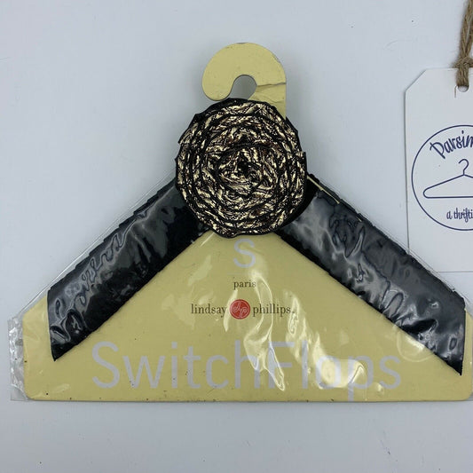 Lindsay Phillips Switchflops | 'Paris' Interchangeable Flip-Flop Straps | Color: Black/Gold | Size: S | NEW