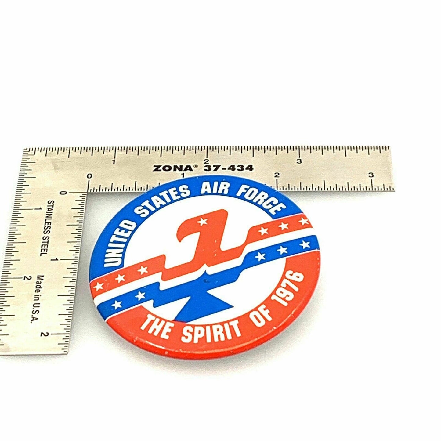 Vintage UNITED STATES AIR FORCE SPIRIT OF 1976 Pinback Button, White - 2.5”