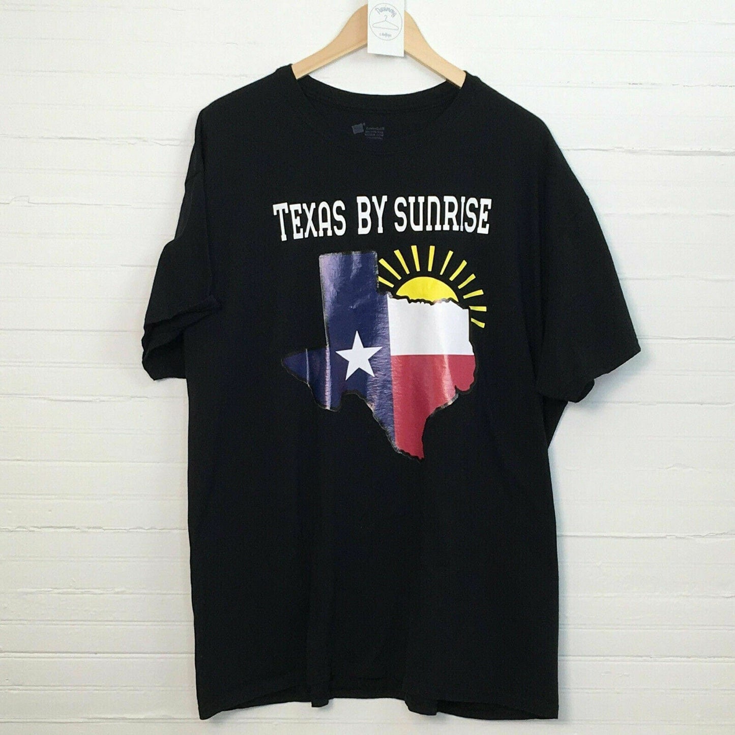 Hanes Mens “Texas By Sunrise” ComfortSoft Short Sleeve T-Shirt, Black - Size 3XL