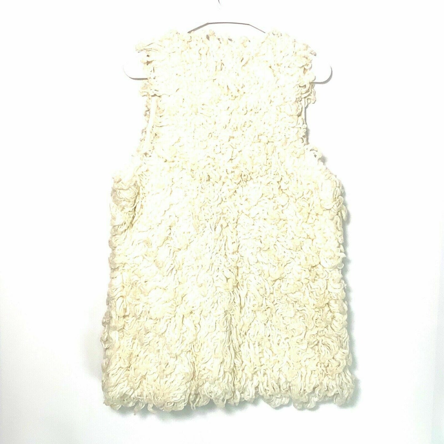 Kendall & Kylie Womens Size M White Faux Wool Shag Vest