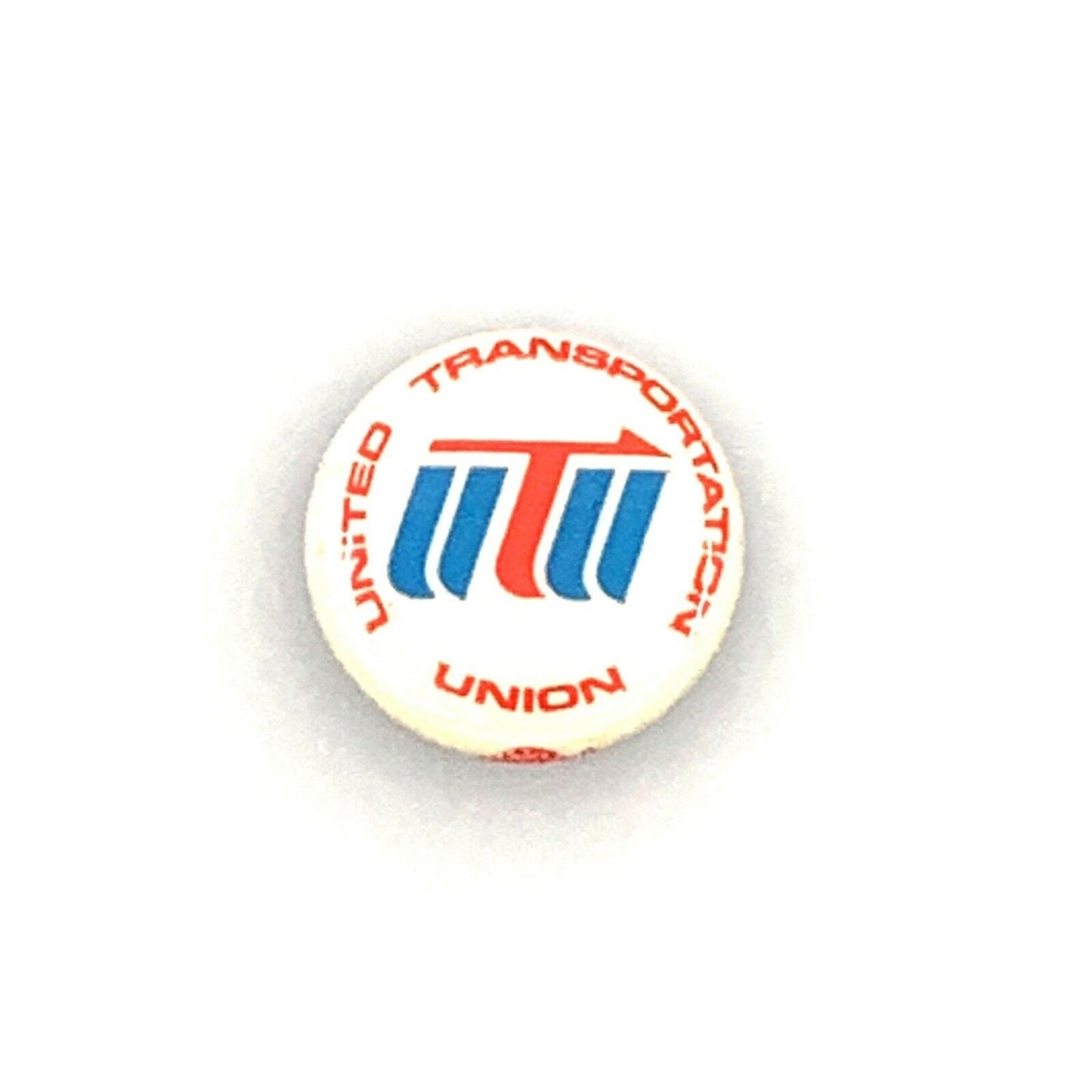 Vintage 1970s United Transportation Railroad Labor Union Pinback Button, White - 1”