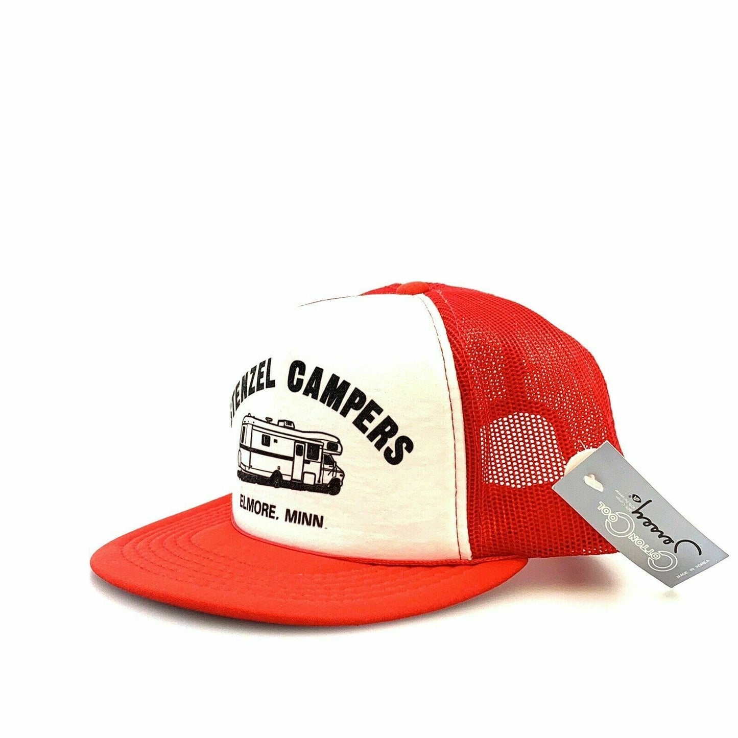 Vintage YoungAn PASO STENZEL CAMPERS Mesh SnapBack Trucker Hat, Gray - Adjustable