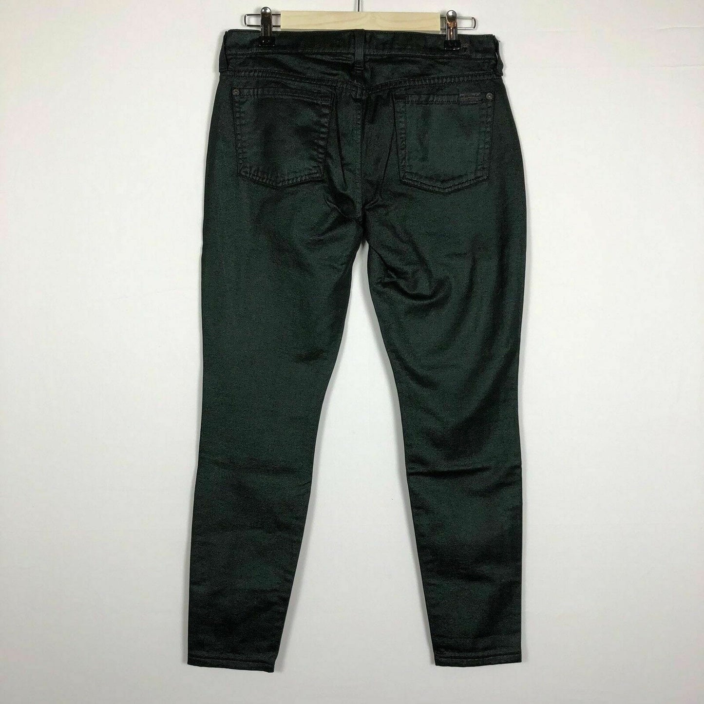 NEW 7 For All Mankind Womens Metallic Stretch Denim Jeans, Green - Size 29 - parsimonyshoppes