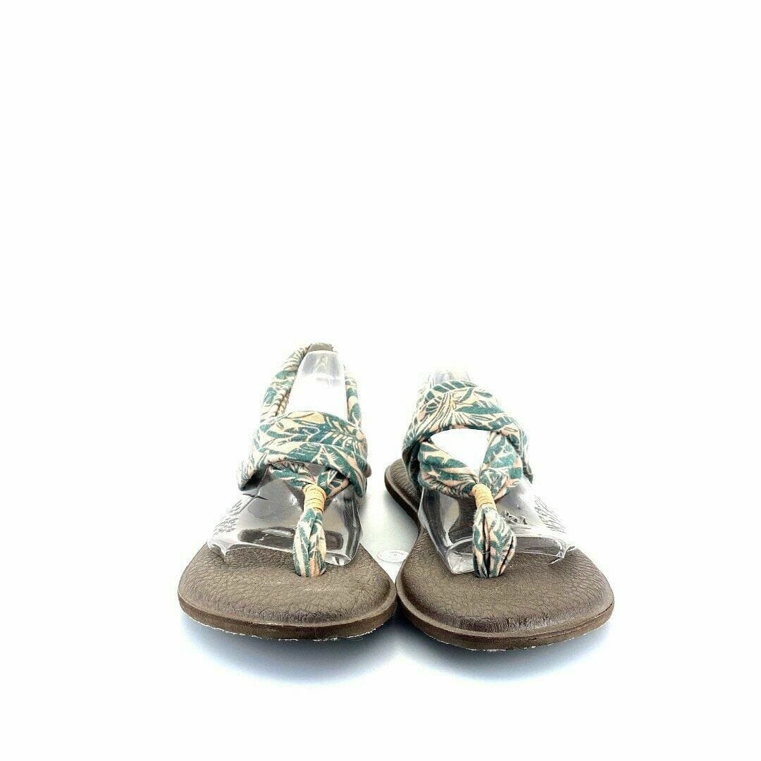 Sanuk Womens Brown Green Shoes Sandals Thongs Tropical Size 11 - parsimonyshoppes