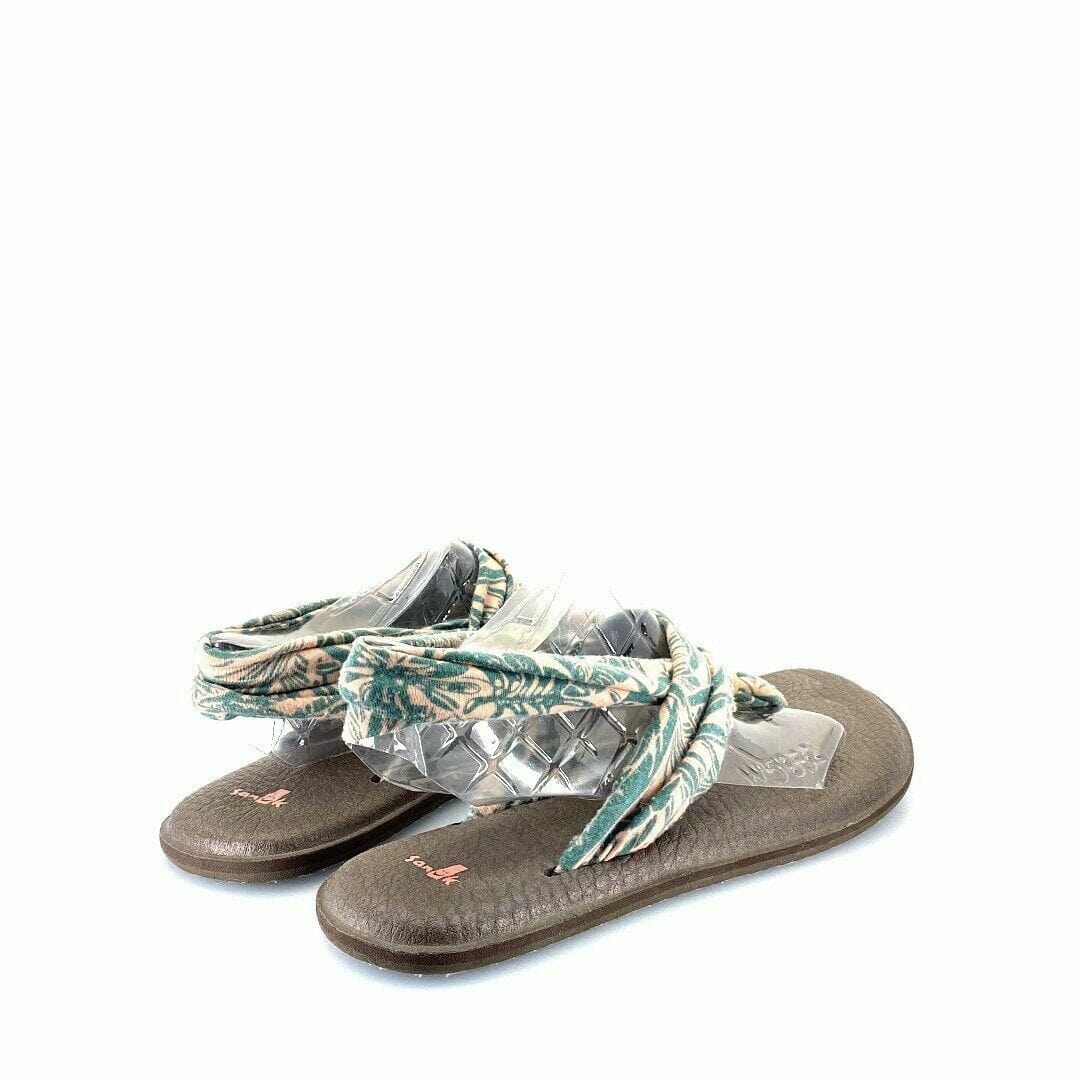 Sanuk Womens Brown Green Shoes Sandals Thongs Tropical Size 11 - parsimonyshoppes