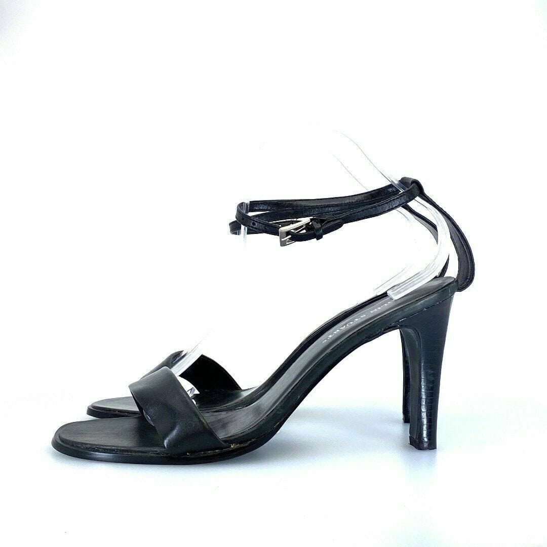 Colin Stuart Women’s Black Leather Open Toe Ankle Strap Heels Shoes Size 11 - parsimonyshoppes