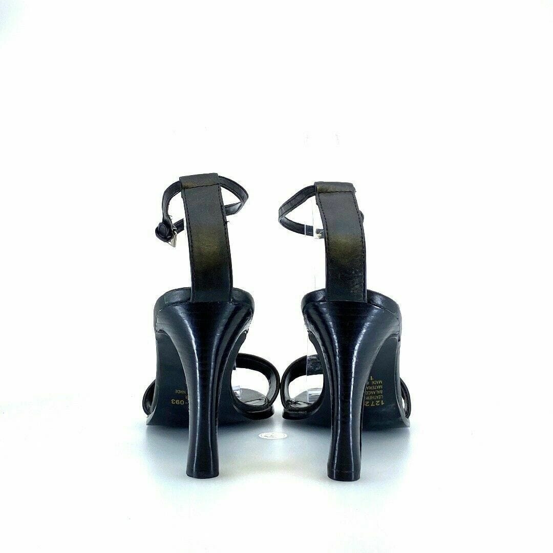 Colin Stuart Women’s Black Leather Open Toe Ankle Strap Heels Shoes Size 11 - parsimonyshoppes