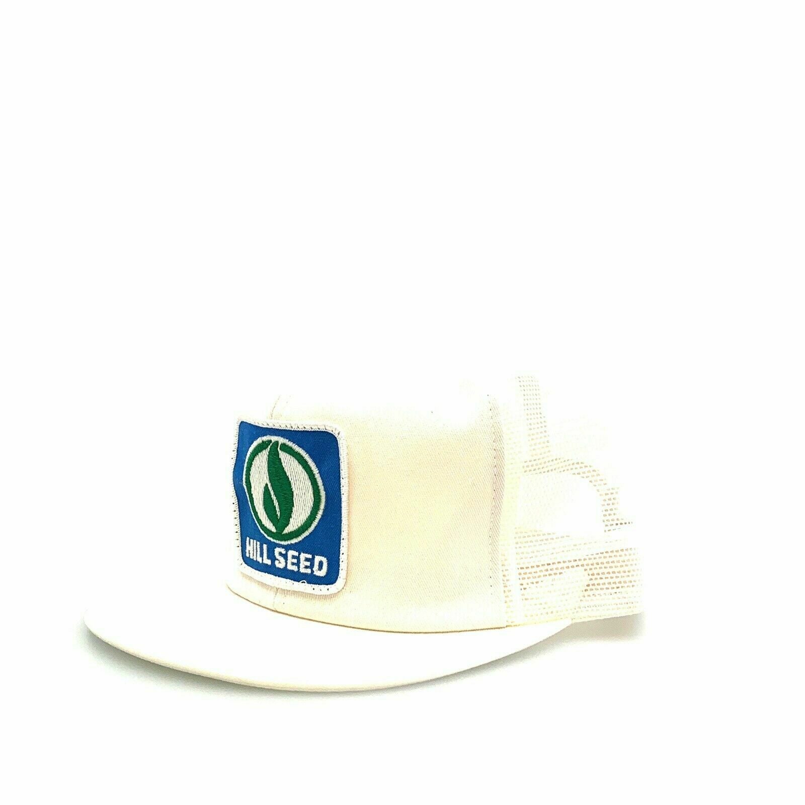 VTG HILL SEED Patch Mesh SnapBack Trucker Hat, White - Adjustable - parsimonyshoppes