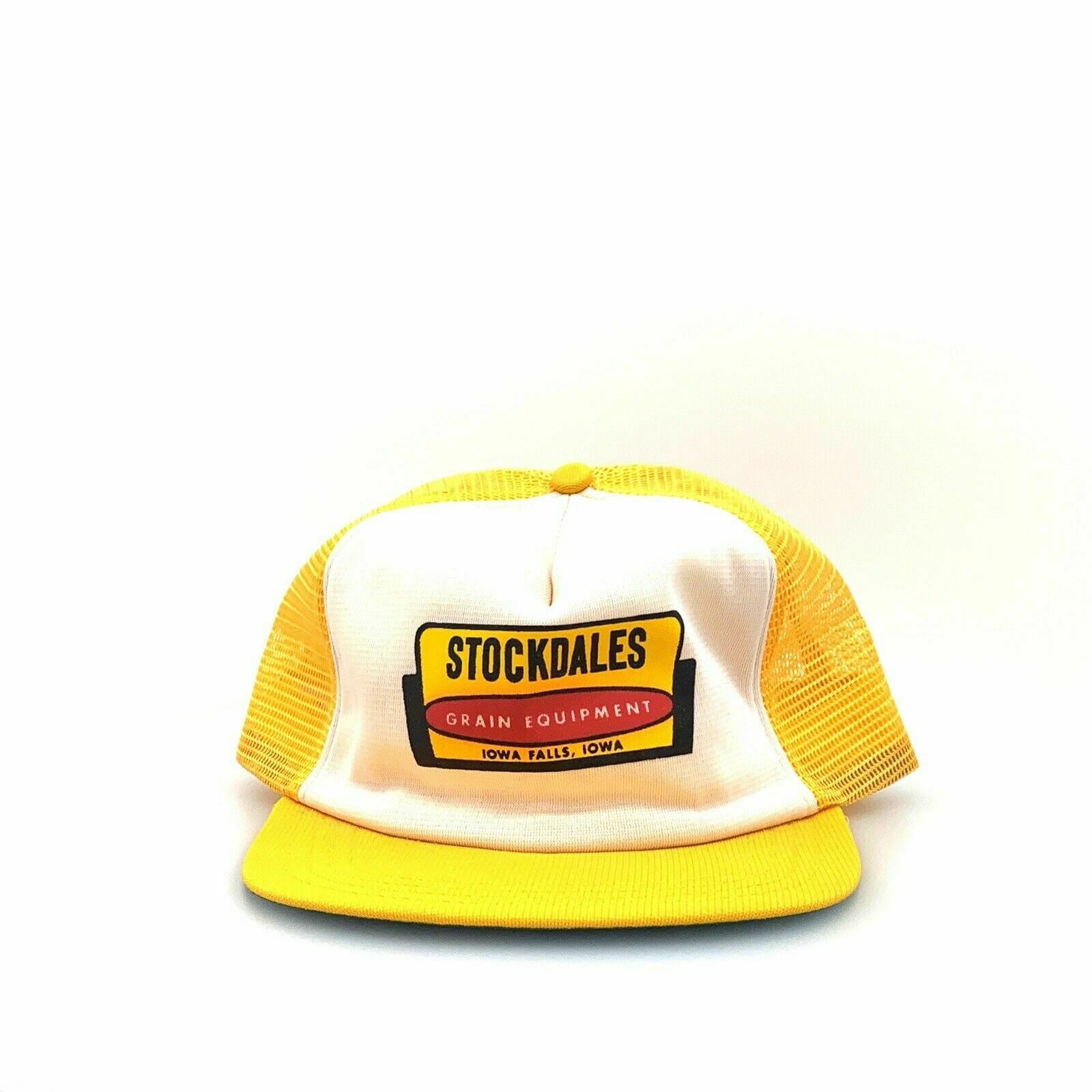 VTG Snap A Tab STOCKDALES GRAIN EQUIPMENT IOWA SnapBack Trucker Hat, Yellow - parsimonyshoppes