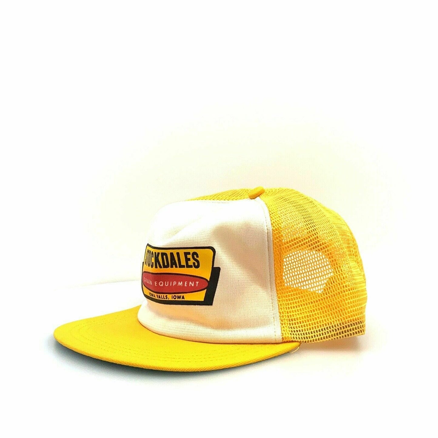 VTG Snap A Tab STOCKDALES GRAIN EQUIPMENT IOWA SnapBack Trucker Hat, Yellow - parsimonyshoppes