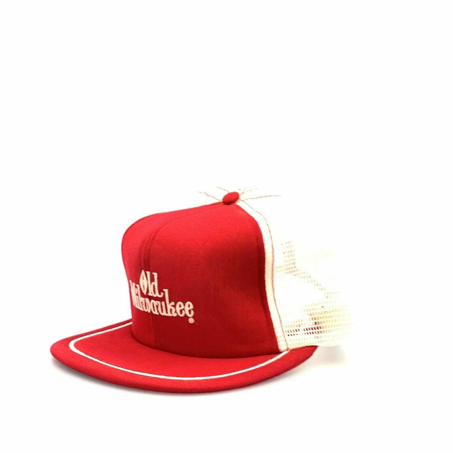 M&B Brand OLD MILWAUKEE BEER SnapBack Mesh Trucker Hat, Red / White - Adjustable - parsimonyshoppes