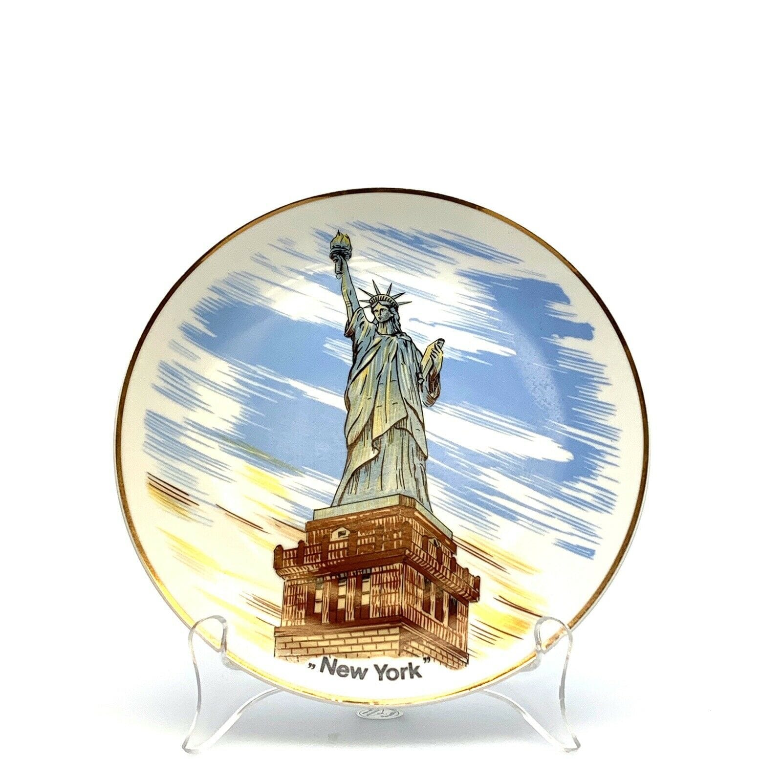 State Of New York Souvenir Collectible Plate, White - 8” - parsimonyshoppes