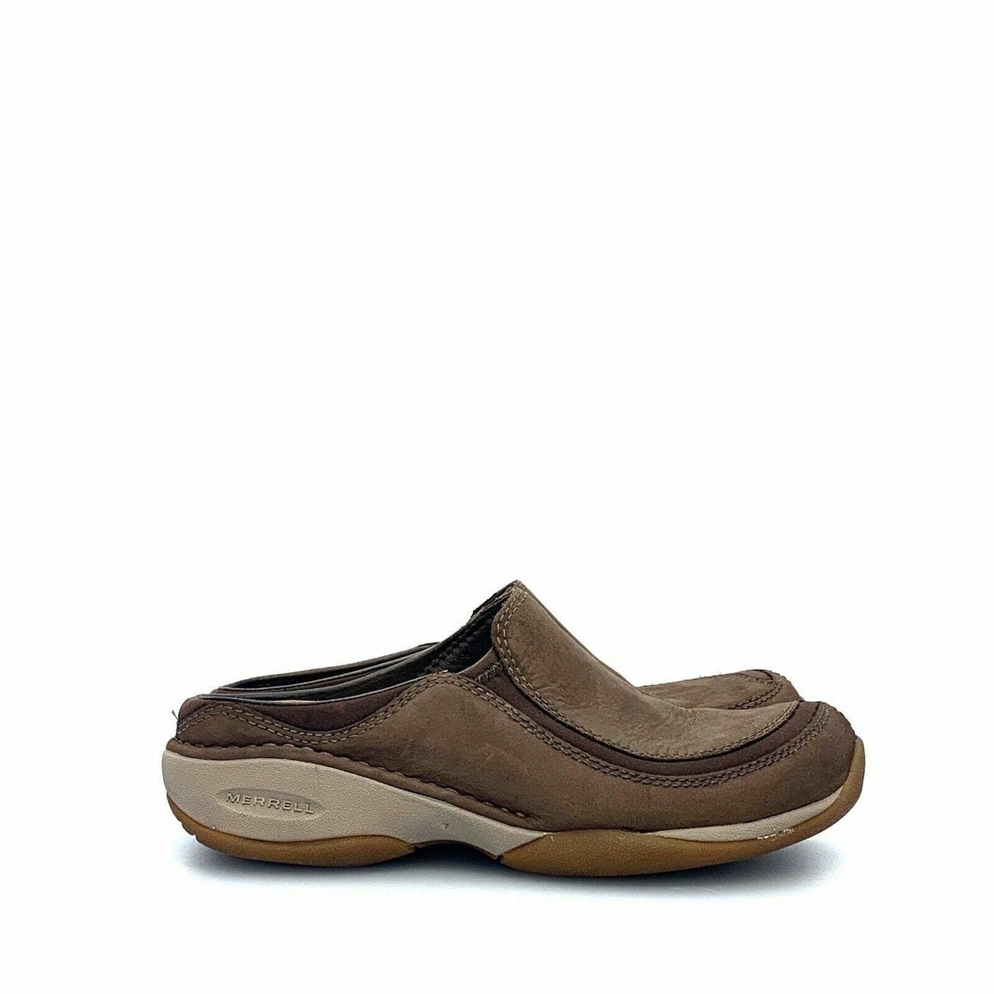 Merrell Womens Shoes SIZE 6 “Primo Scoop” Brown Leather Slip On Walking - parsimonyshoppes