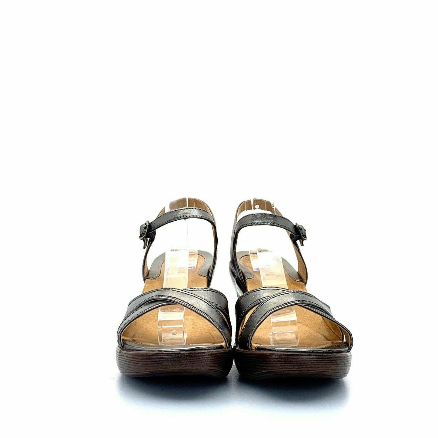 Sanita Womens Shoes Size 39 / 8.5 Silver Leather “Sabina” Buckle Strap Sandals - parsimonyshoppes