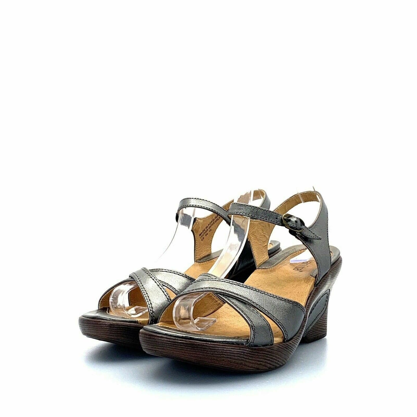 Sanita Womens Shoes Size 39 / 8.5 Silver Leather “Sabina” Buckle Strap Sandals - parsimonyshoppes