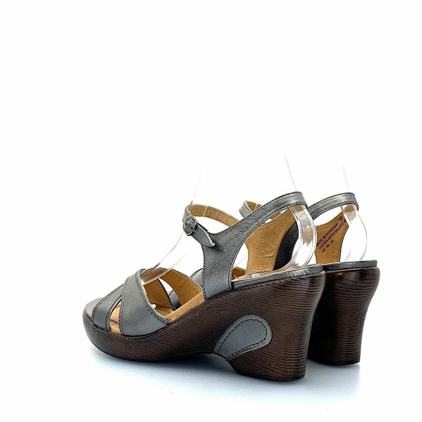 Sanita Womens Shoes Size 39 / 8.5 Silver Leather “Sabina” Buckle Strap Sandals - parsimonyshoppes