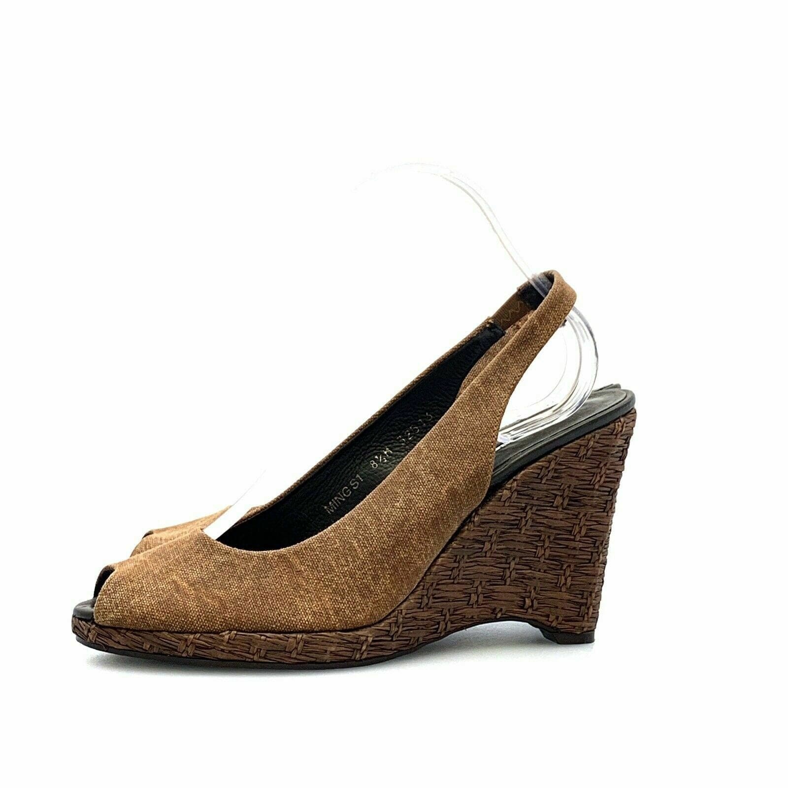 Donald Pliner Womens Shoes SIZE 8.5M Brown Canvas Mings S1 32514 Wedge Heels - parsimonyshoppes