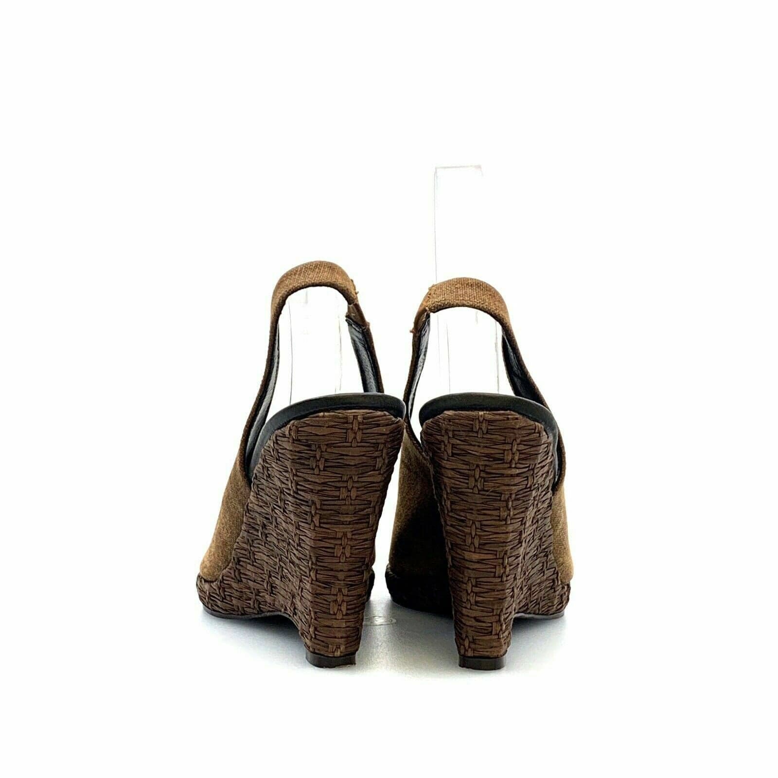Donald Pliner Womens Shoes SIZE 8.5M Brown Canvas Mings S1 32514 Wedge Heels - parsimonyshoppes
