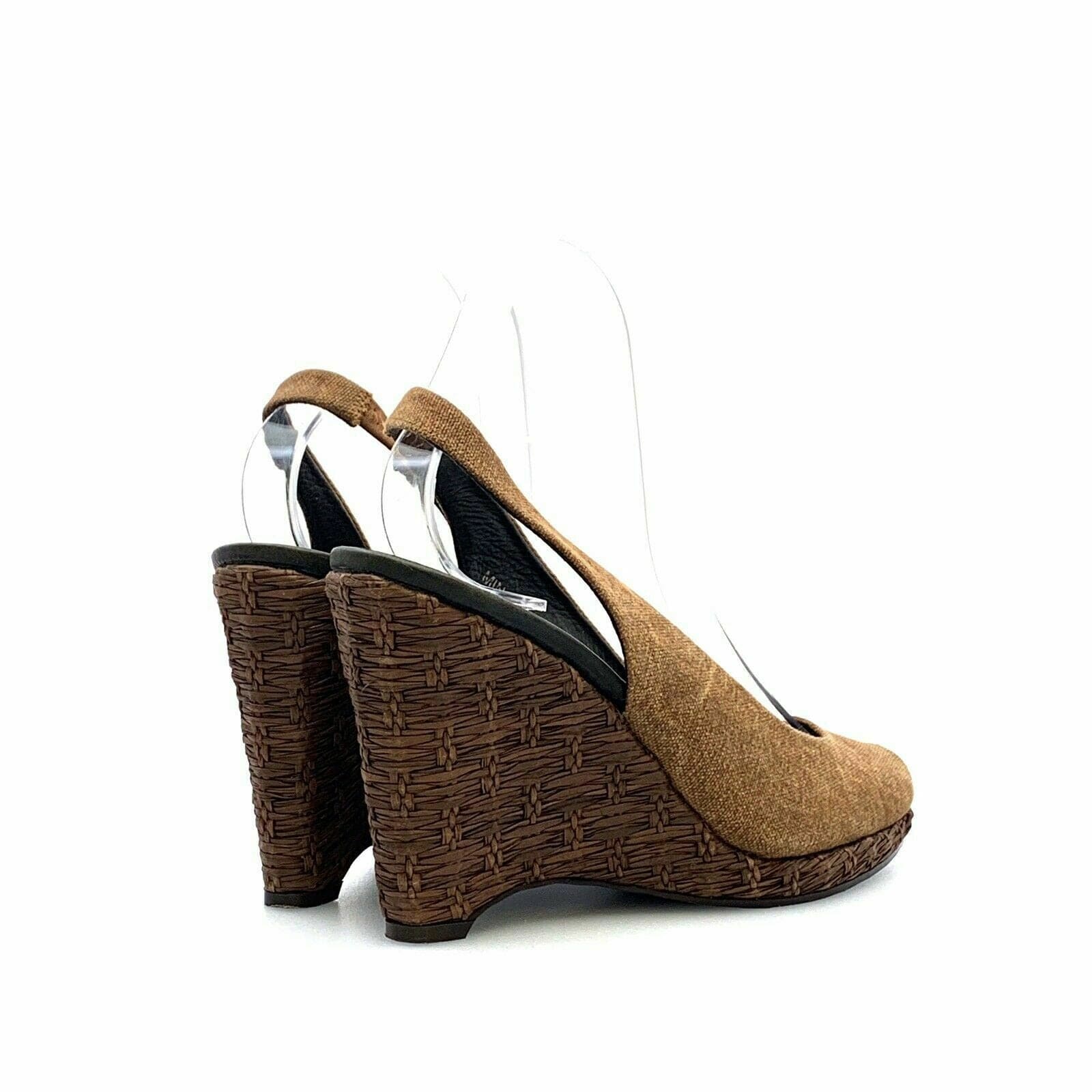 Donald Pliner Womens Shoes SIZE 8.5M Brown Canvas Mings S1 32514 Wedge Heels - parsimonyshoppes