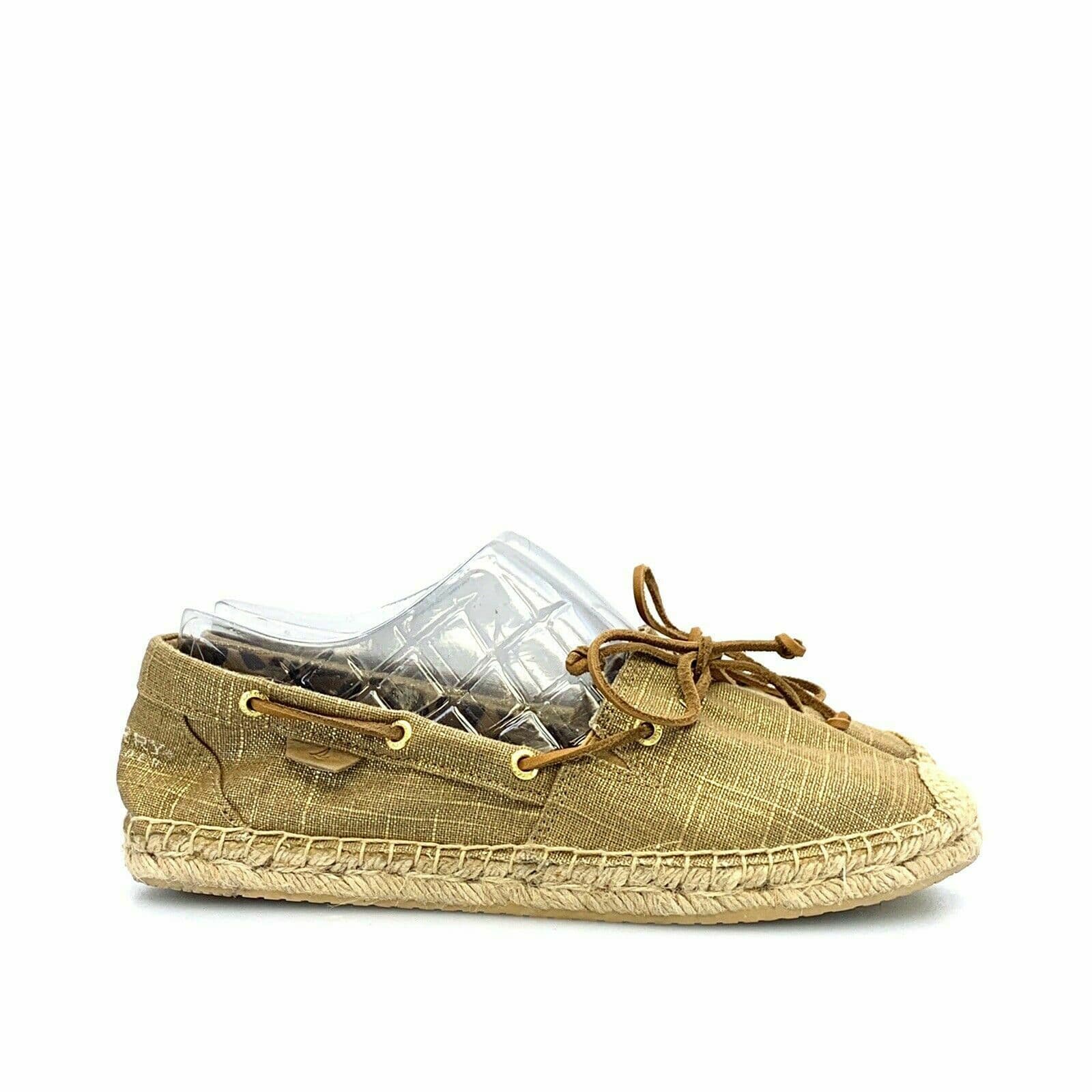 Sperry Top Sider Womens Shoes Size 9 Gold Canvas Slip On - parsimonyshoppes