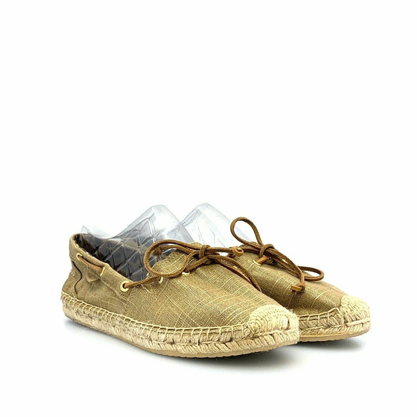 Sperry Top Sider Womens Shoes Size 9 Gold Canvas Slip On - parsimonyshoppes