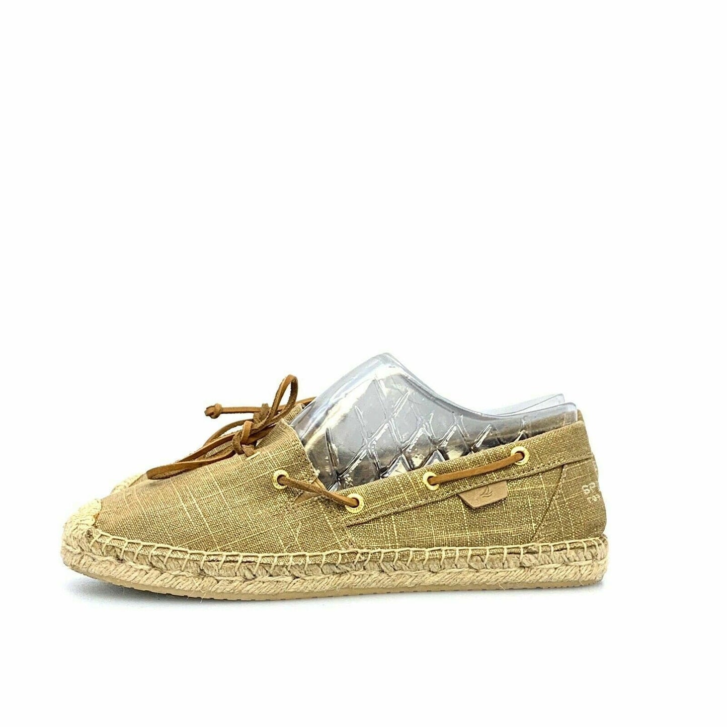 Sperry Top Sider Womens Shoes Size 9 Gold Canvas Slip On - parsimonyshoppes