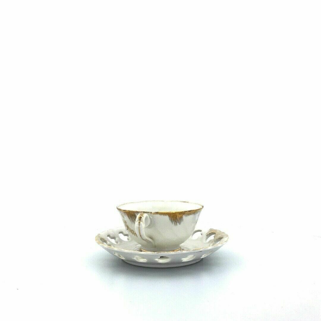 Lefton China Sweet Violets Vintage Hand Painted Porcelain Cup & Saucer Set EUC - parsimonyshoppes