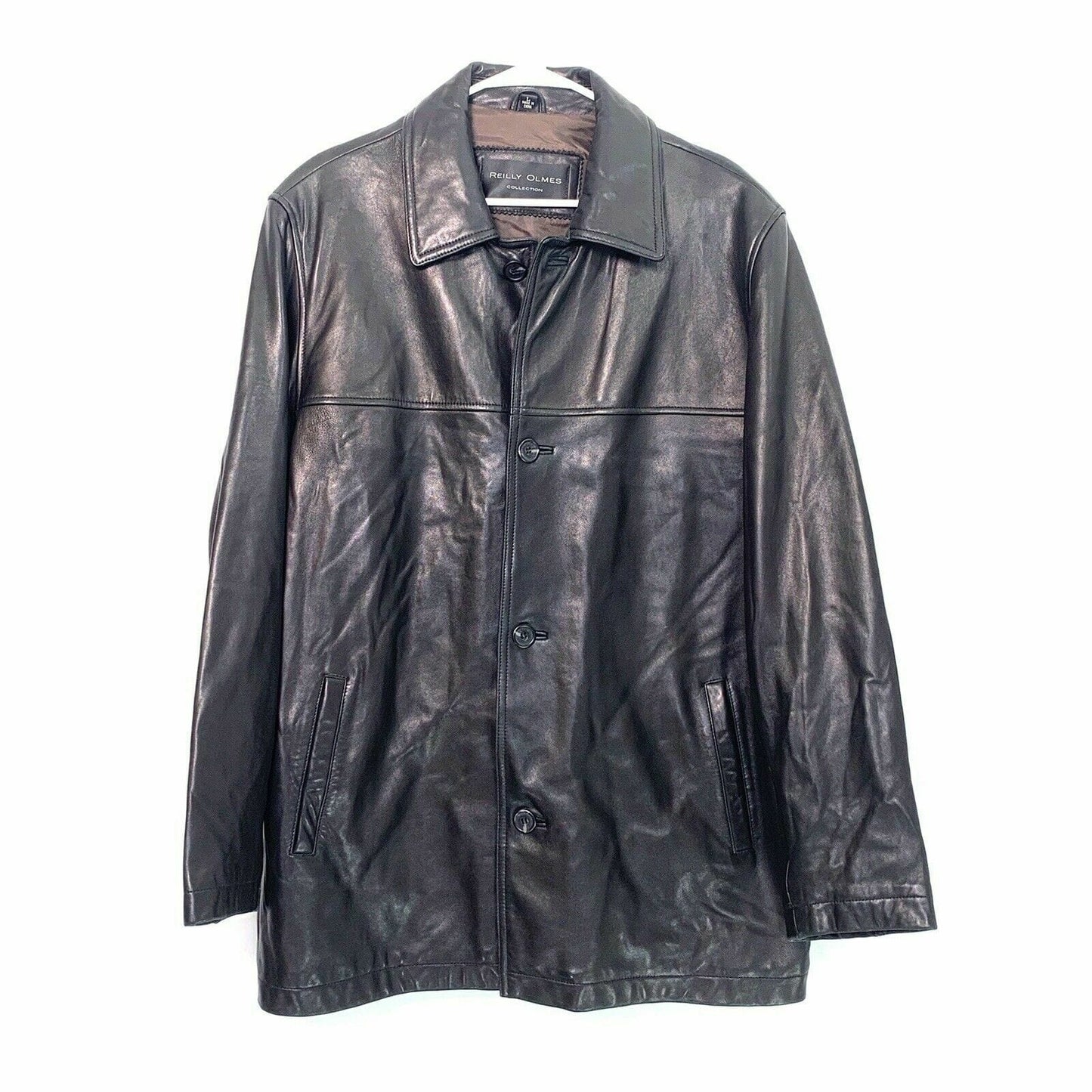 Reilly Olmes Collection Mens Lined Butter Soft Leather Jacket, Black - Size L - parsimonyshoppes