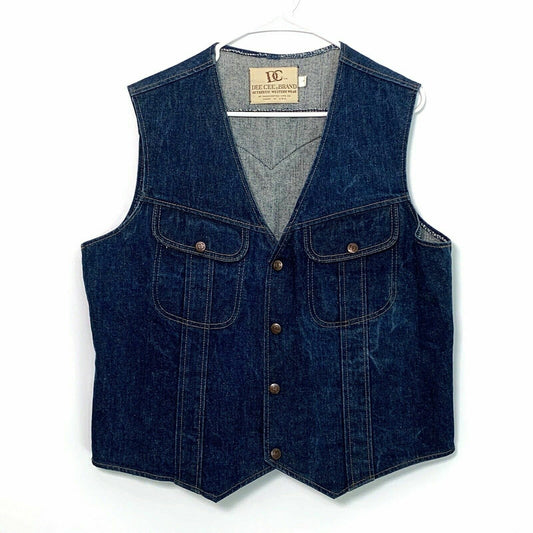Vintage Dee Cee Brand Authentic Western Wear Denim Vest, Blue - Size L - parsimonyshoppes