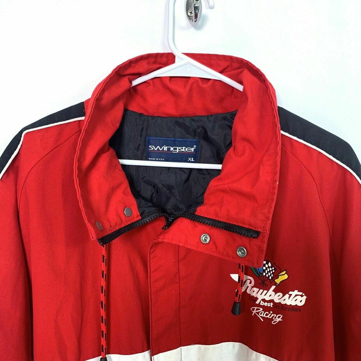 Vintage Swingster Raybestos Racing Brakes Nylon Jacket, Red - Size XL - parsimonyshoppes