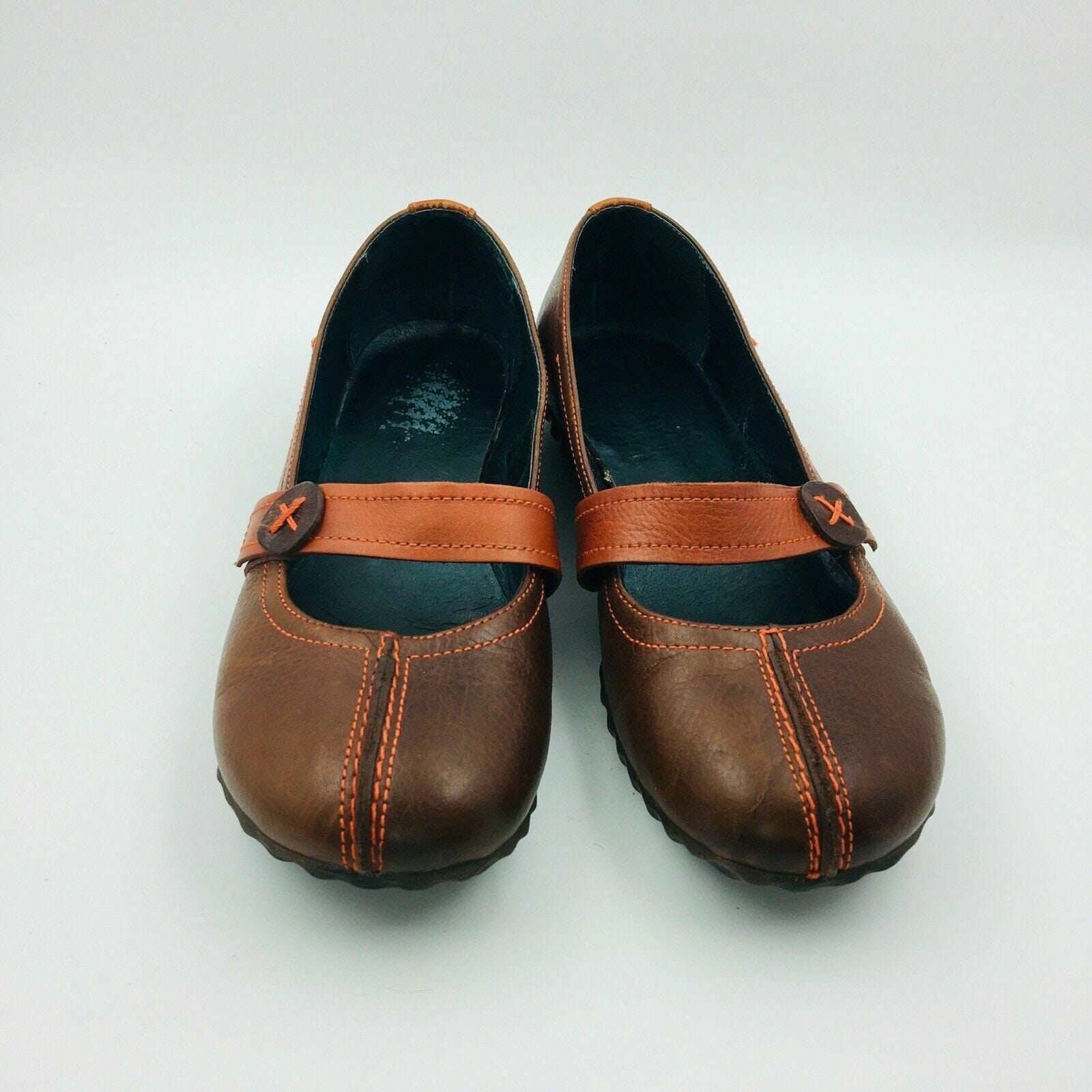 Heyraud Womens Maryjane Shoes Size 7.5 Brown Leather Slip On Comfort 6111 - parsimonyshoppes