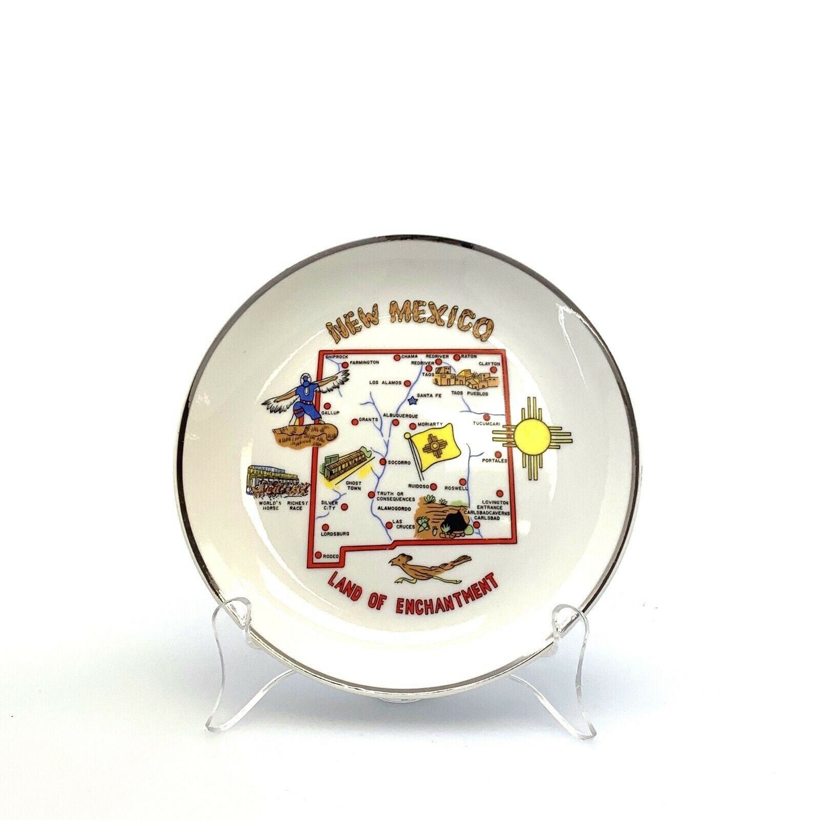 State Of New Mexico Souvenir Collectible Plate, White - 8” - parsimonyshoppes