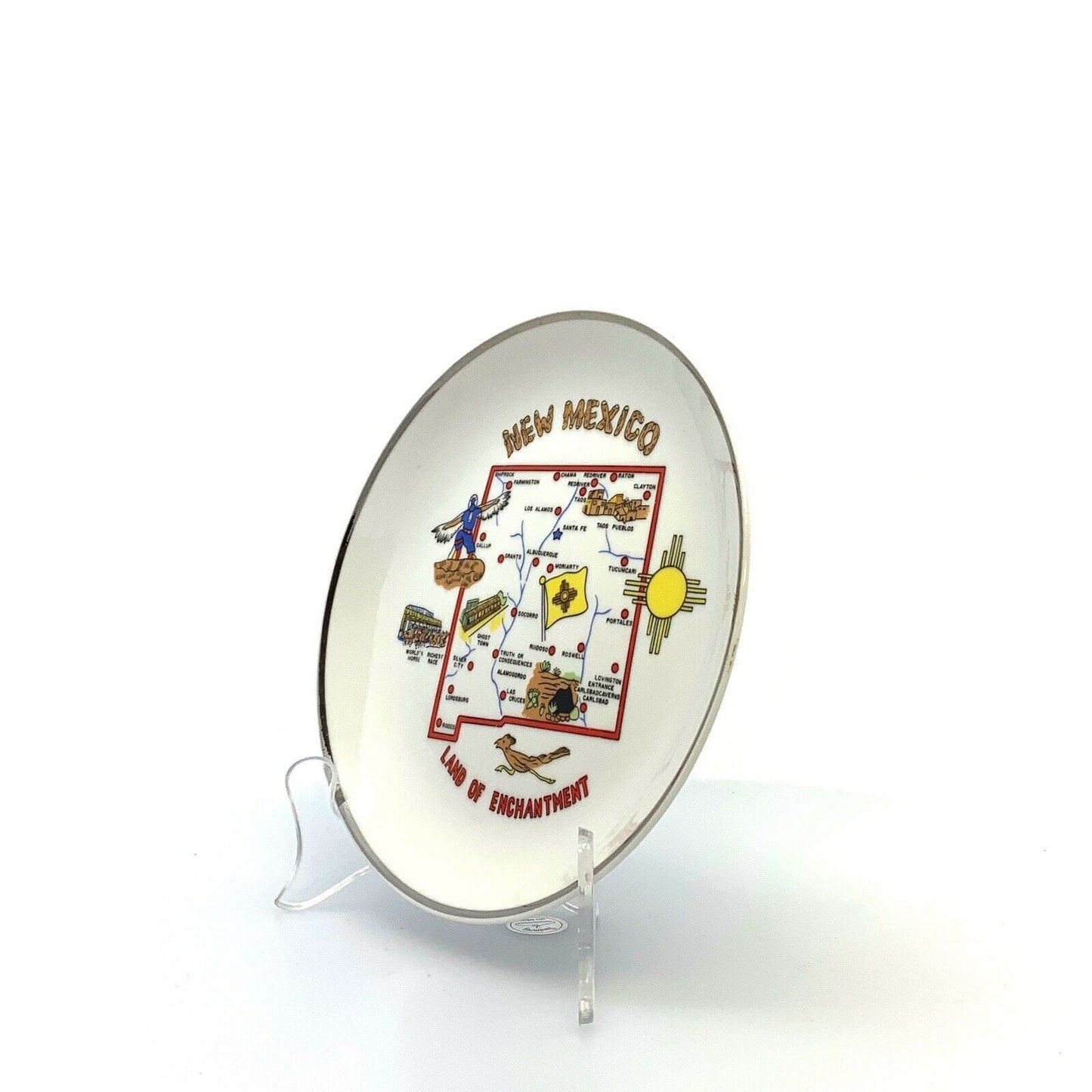 State Of New Mexico Souvenir Collectible Plate, White - 8” - parsimonyshoppes