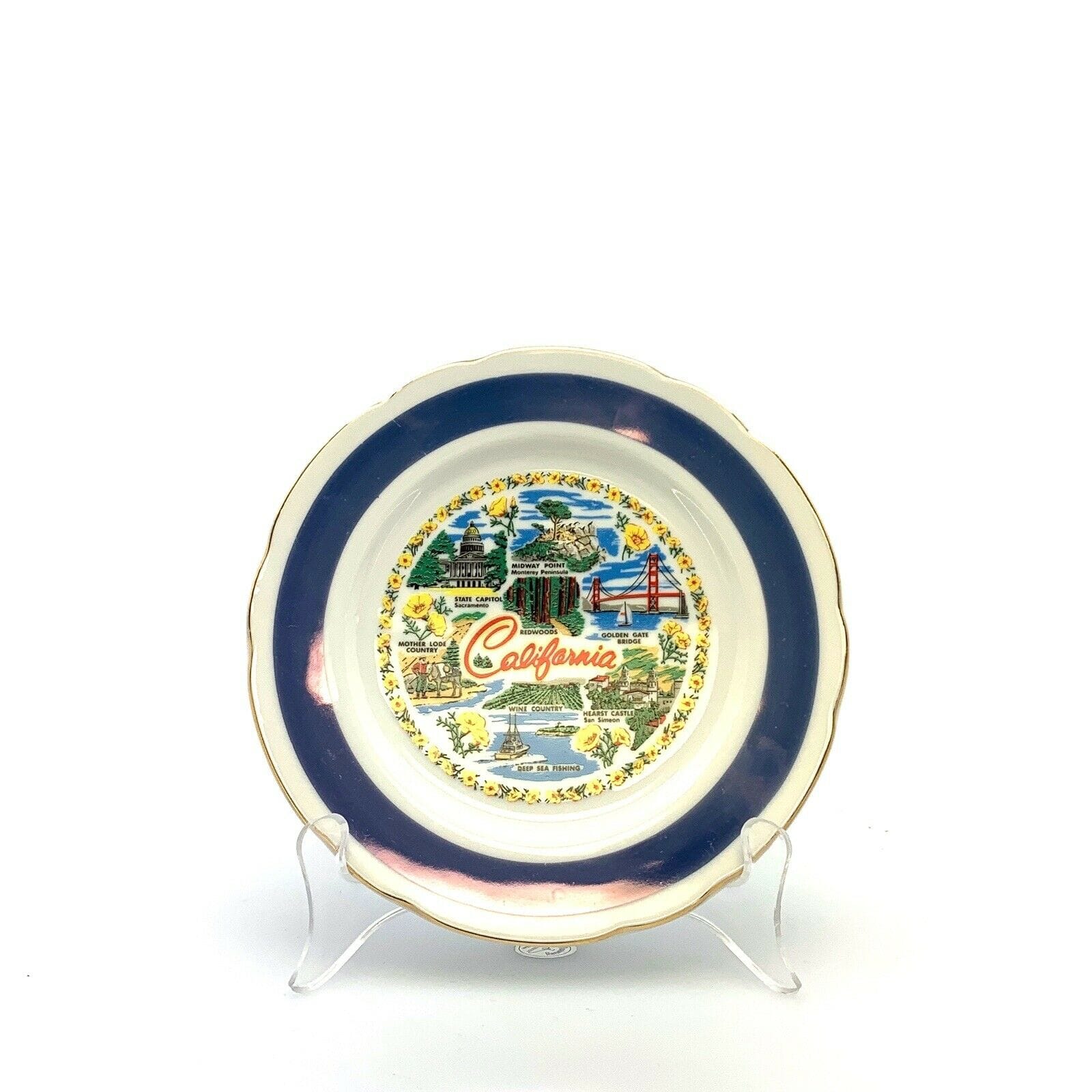 State Of California Souvenir Collectible Plate, White - 8” - parsimonyshoppes