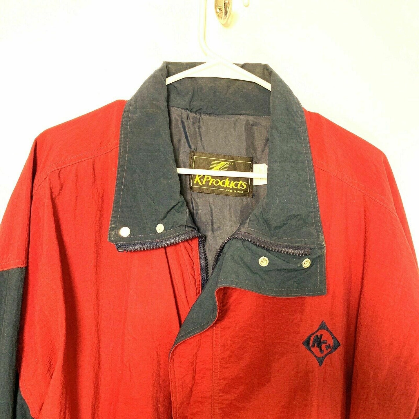 Vintage K Products NC+ Seed Colorblock Zip Up Jacket, Red / Blue - Size L - parsimonyshoppes