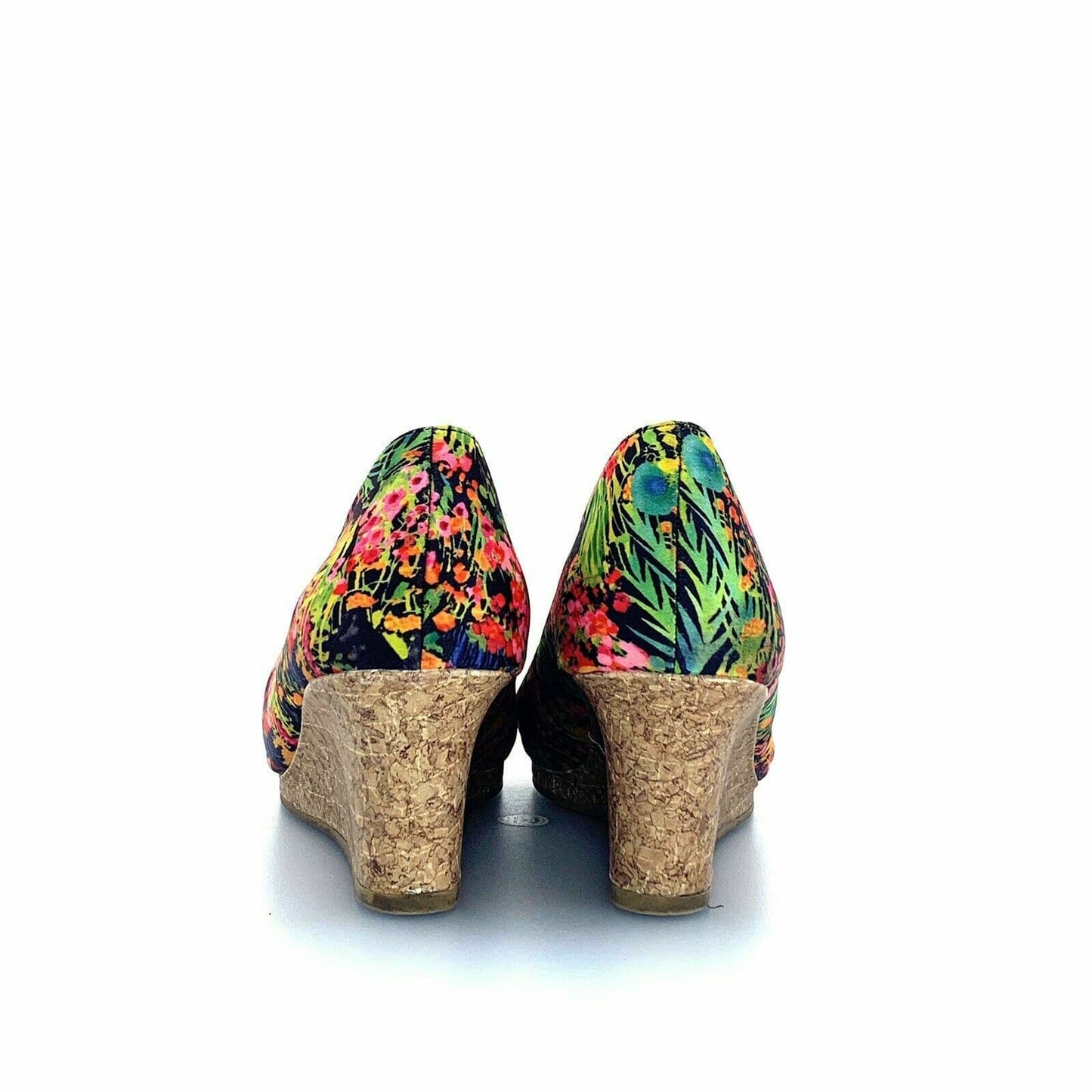 Dexflex Comfort Open Toe Floral Women Heels Wedges Size 12 Cork Summer Colorful - parsimonyshoppes