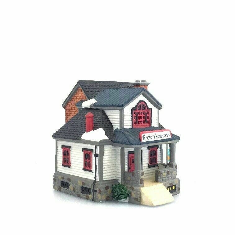 Lemax Plymouth Corners Browns Dry Goods Christmas Porcelain Lighted House - parsimonyshoppes