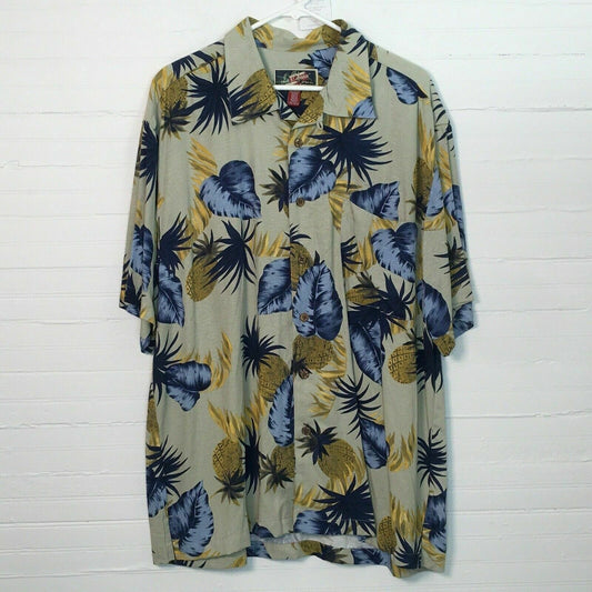 La Cabana Mens Hawaiian Lounge Shirt, Beige - Size XL - Floral 🍍🌸