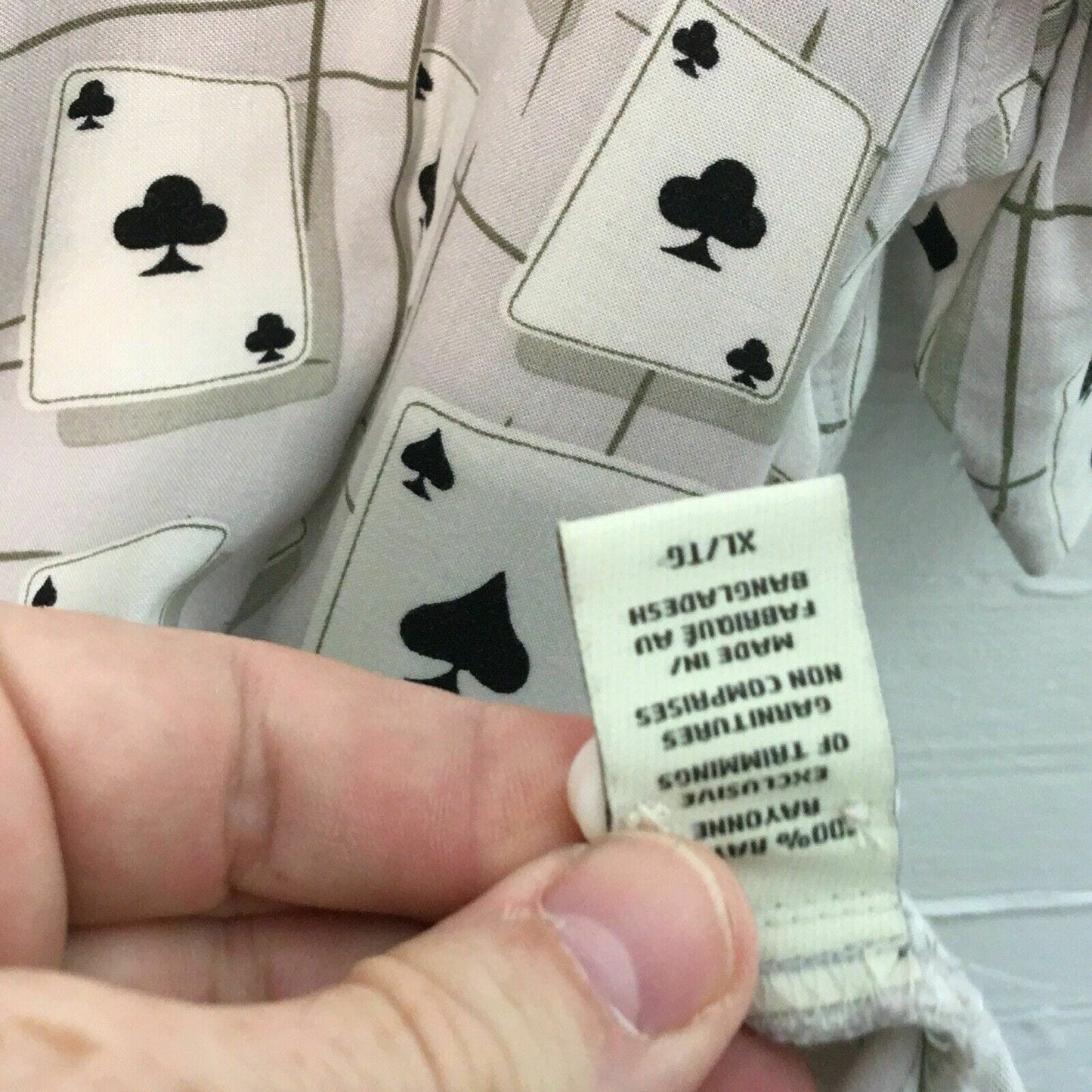 Denver Hayes Mens Lounge Club Shirt, Beige - Size XL - Gambling Playing Cards