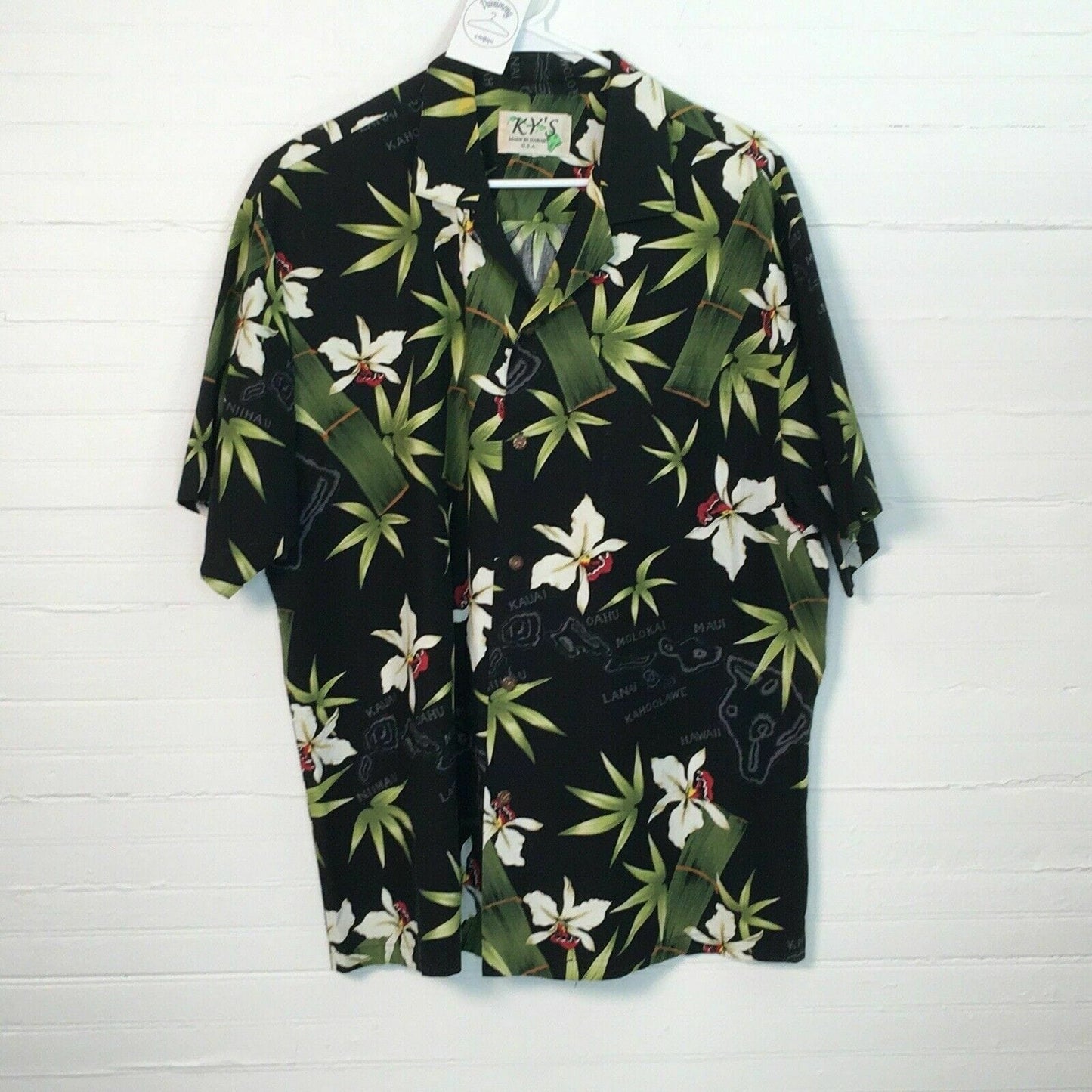 Vibrant KY’S Mens Hawaiian Shirt - XL Black