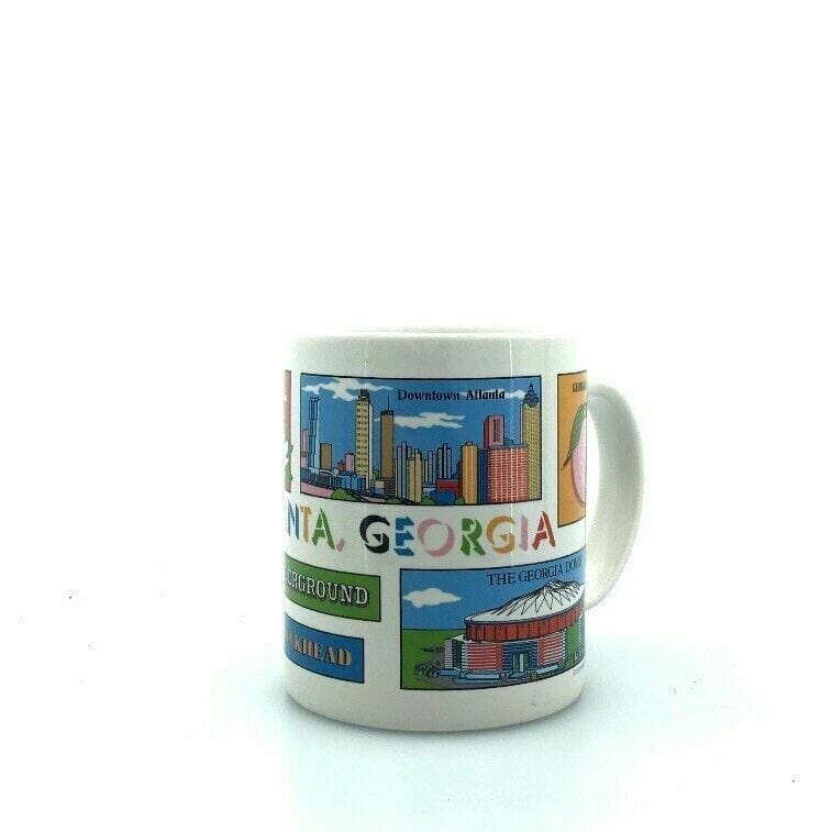 Vintage Atlanta Landmark Coffee Cup 12 Oz. White Multicolor Souvenir - Very Good