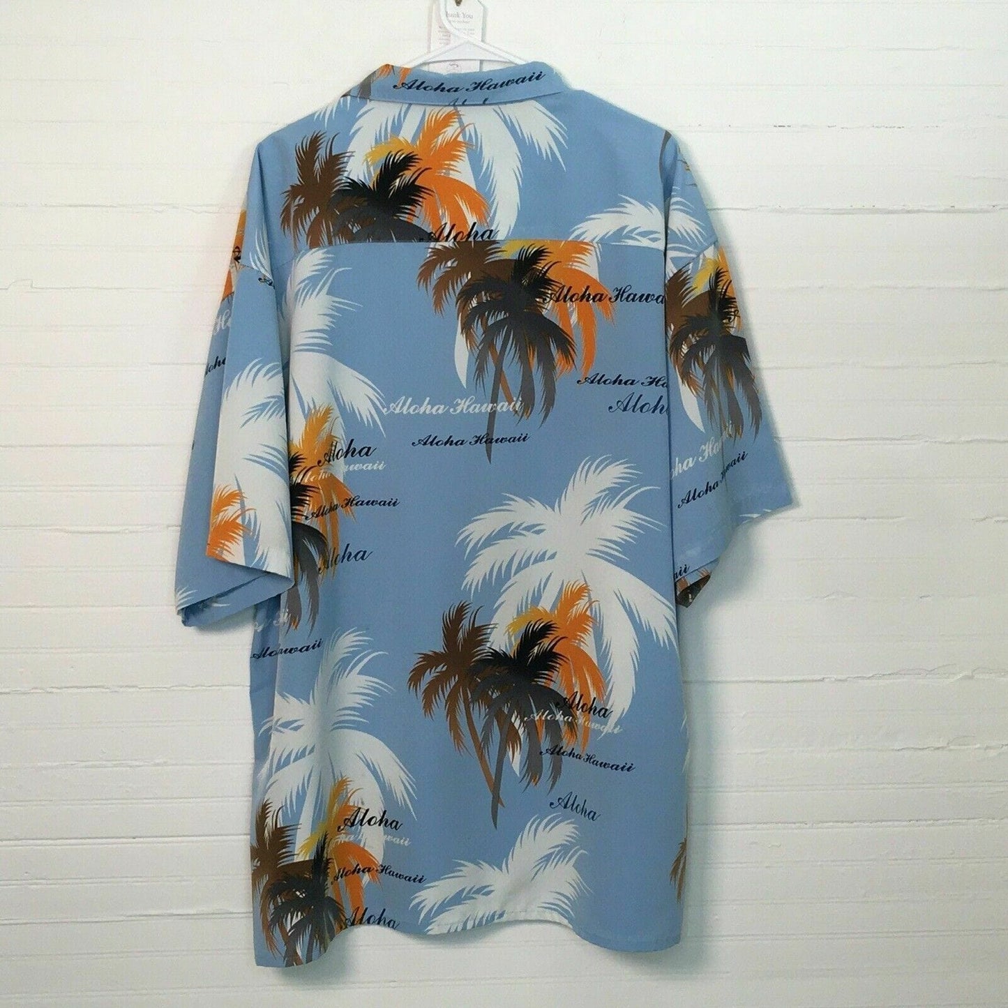 Eye-catching Koman Mens Hawaiian Shirt - XXL - Light Blue Floral Palm Print - Short Sleeve