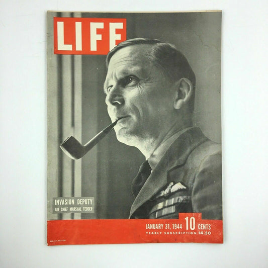 Captivating Vintage Life Magazine January 31, 1944 - Invasion Deputy Air Chief Marshall Tedder
