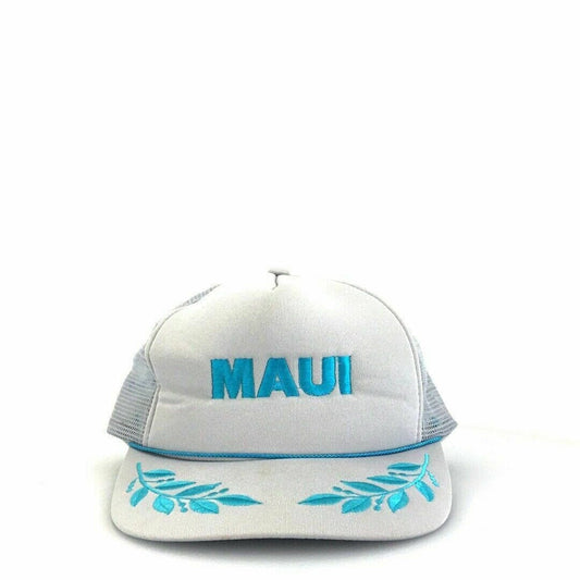 Vintage Maui Hawaii Trucker Hat - Stylish Gray Blue Snapback Cap