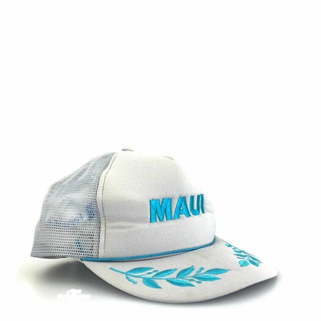 Vintage Maui Hawaii Trucker Hat - Stylish Gray Blue Snapback Cap