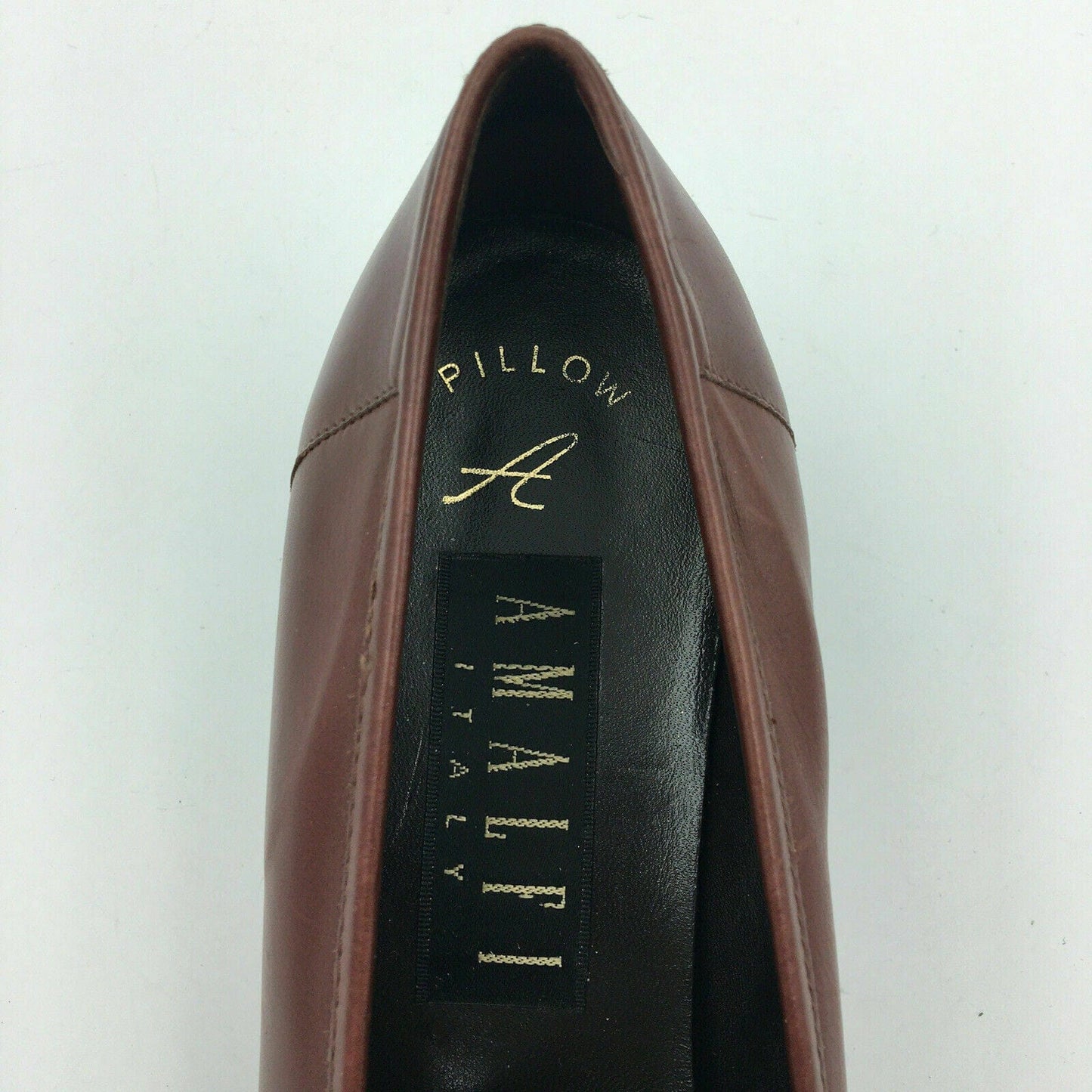 Chic Amalfi Womens “F-Gibson” Italian Leather Loafer Shoes, Size 8.5AA, Pecan Brown