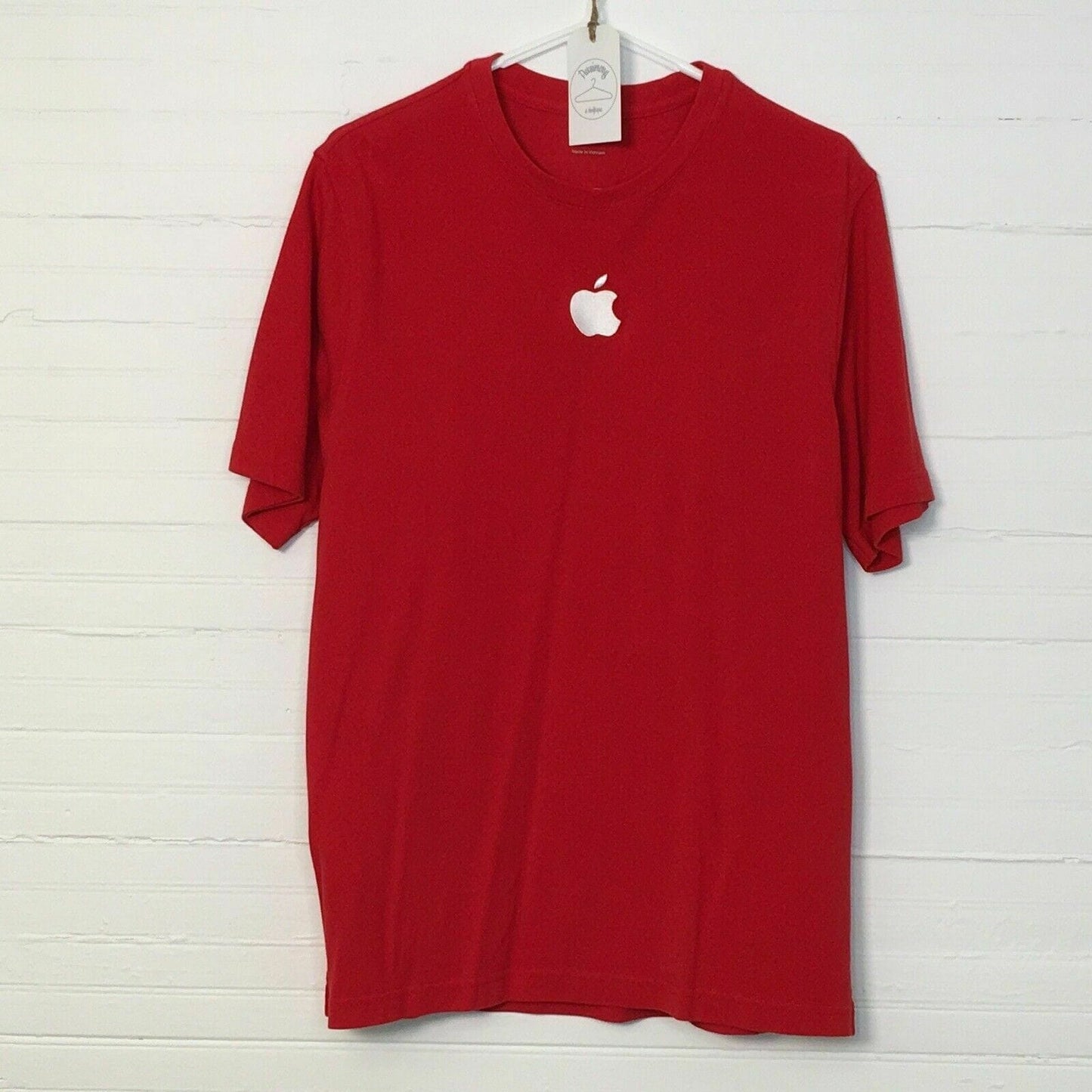 Stylish Apple Mens Red Cotton T-Shirt Short Sleeve L