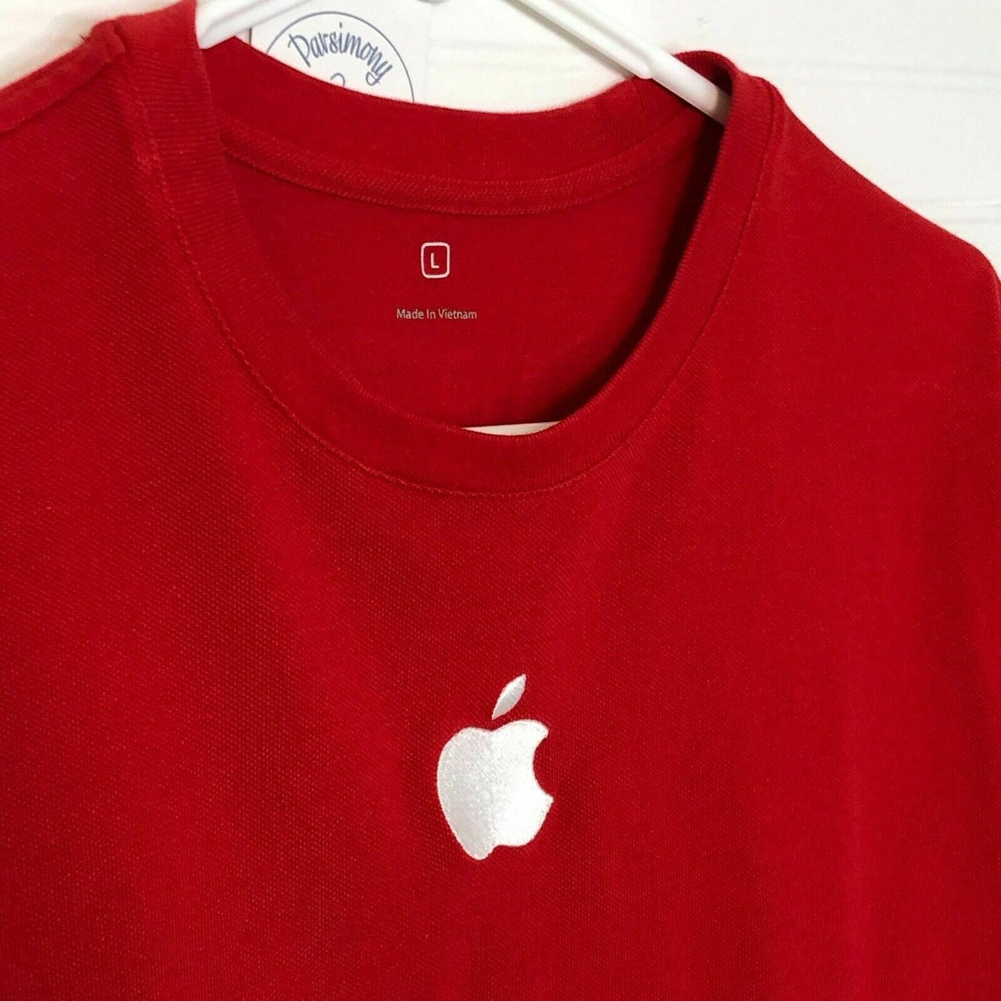 Stylish Apple Mens Red Cotton T-Shirt Short Sleeve L